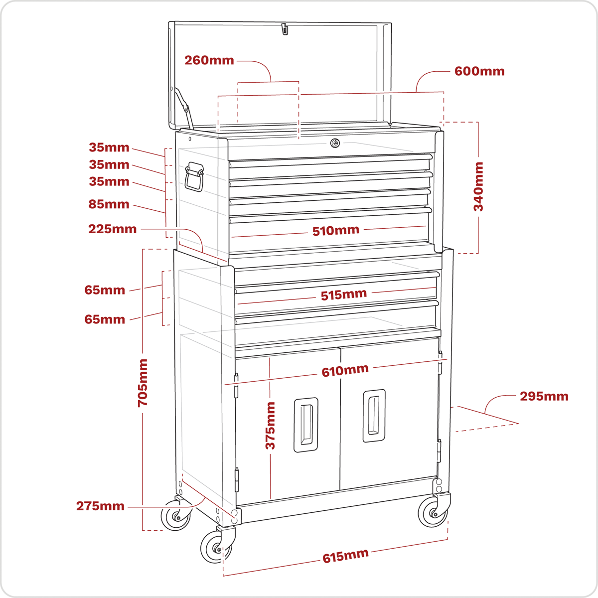 American PRO® Topchest & Rollcab Combination 6 Drawer - Blue