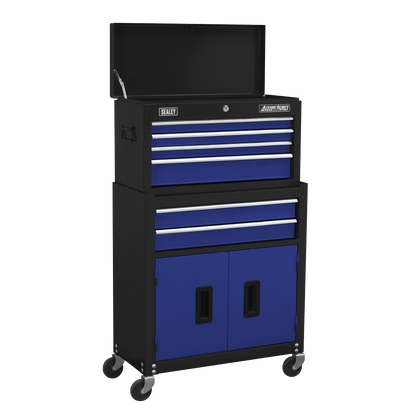 American PRO® Topchest & Rollcab Combination 6 Drawer with 170pc Tool Kit - Blue/Black