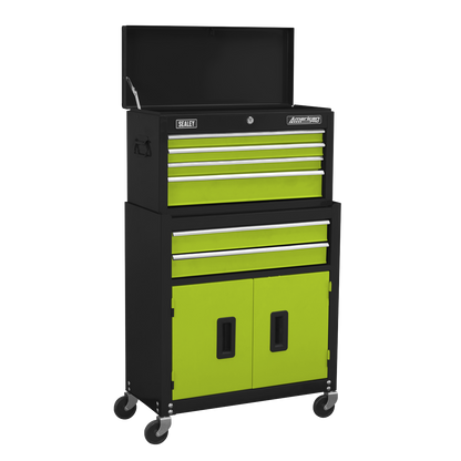 American PRO® Topchest & Rollcab Combination 6 Drawer with 170pc Tool Kit - Green/Black