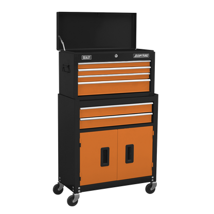 American PRO® Topchest & Rollcab Combination 6 Drawer with 170pc Tool Kit - Orange/Black