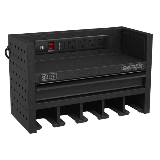 Superline PRO® Power Tool Storage Rack with Drawer & Power Strip