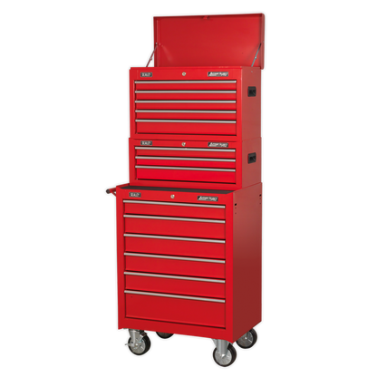 American PRO® Topchest, Mid-Box Tool Chest & Rollcab Stack 14 Drawer - Red