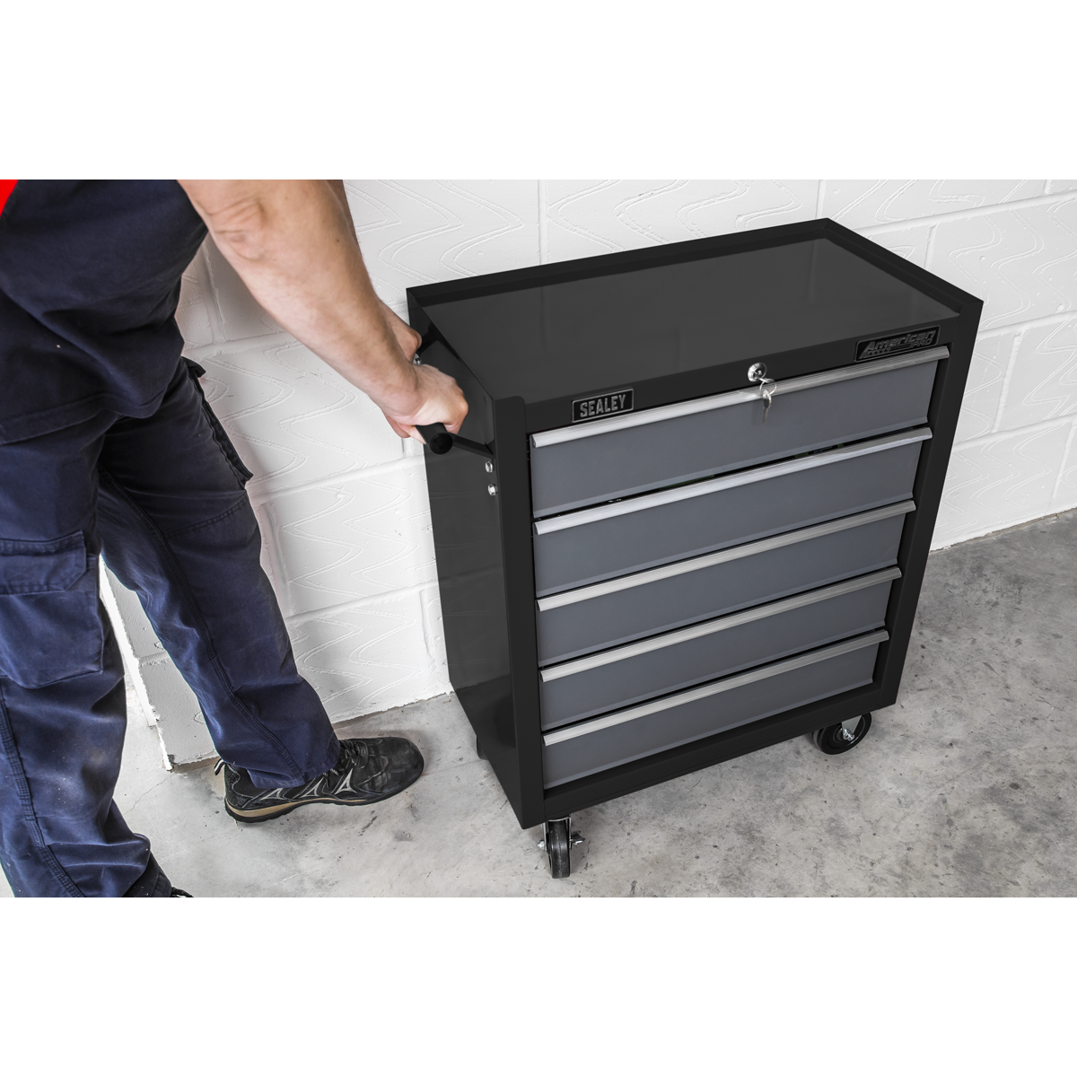 American PRO® Rollcab 5 Drawer - Black/Grey