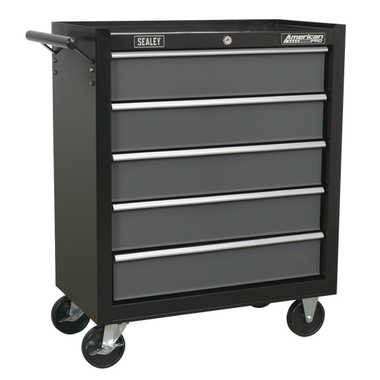 American PRO® Rollcab 5 Drawer - Black/Grey