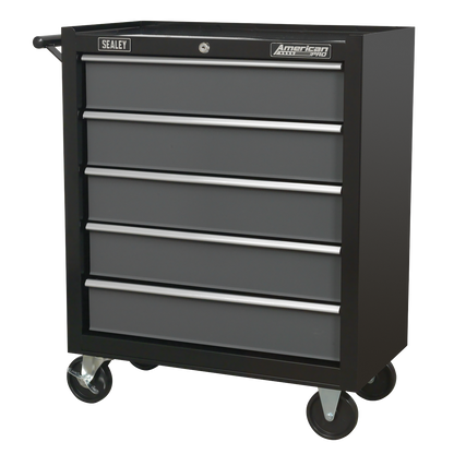 American PRO® Rollcab 5 Drawer - Black/Grey