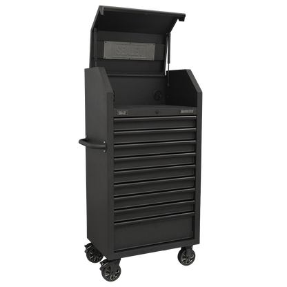 Superline PRO® Black Edition Tower Cabinet with 9 Soft Close Drawers & Power Strip 690mm