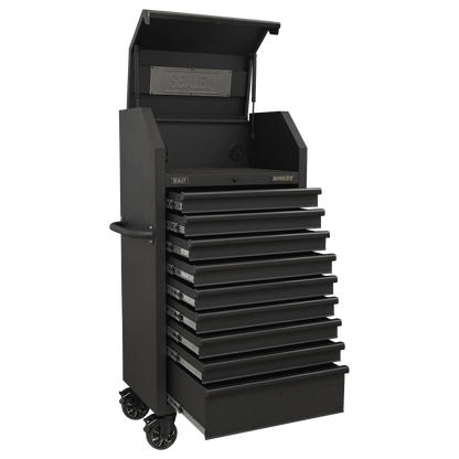 Superline PRO® Black Edition Tower Cabinet with 9 Soft Close Drawers & Power Strip 690mm