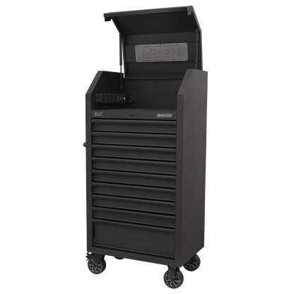 Superline PRO® Black Edition Tower Cabinet with 9 Soft Close Drawers & Power Strip 690mm