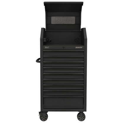 Superline PRO® Black Edition Tower Cabinet with 9 Soft Close Drawers & Power Strip 690mm
