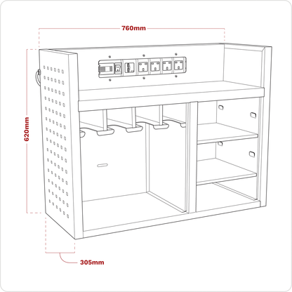 Superline PRO® Power Tool Storage Rack with Power Strip