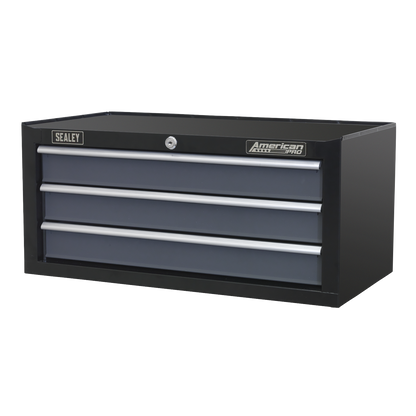 American PRO® Mid-Box Tool Chest 3 Drawer - Black/Grey