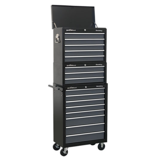 American PRO® Tool Chest Combination 16 Drawer - Black/Grey