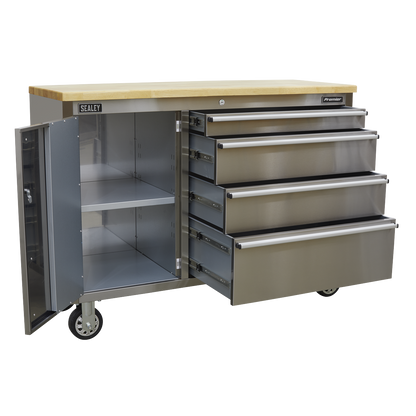 Premier™ Mobile Stainless Steel Tool Cabinet 4 Drawer