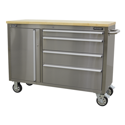 Premier™ Mobile Stainless Steel Tool Cabinet 4 Drawer