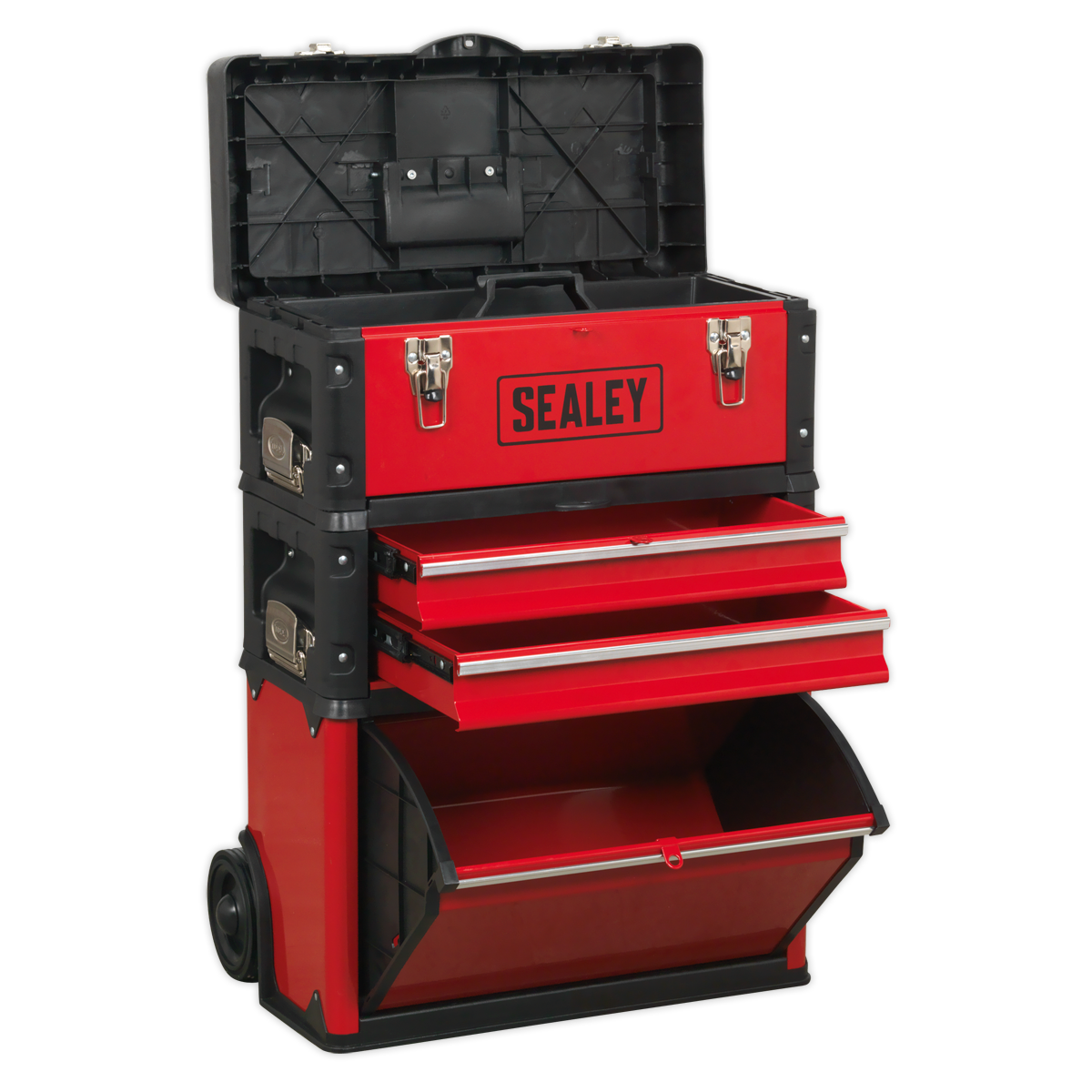 Mobile Steel/Composite Toolbox with 3 Compartments