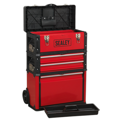 Mobile Steel/Composite Toolbox with 3 Compartments