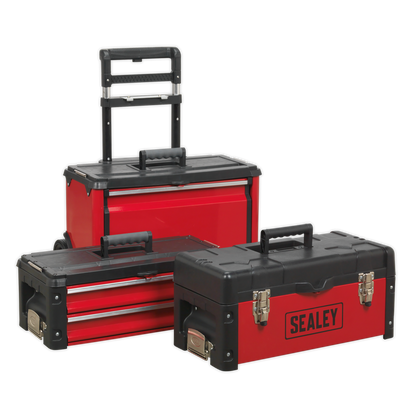 Mobile Steel/Composite Toolbox with 3 Compartments