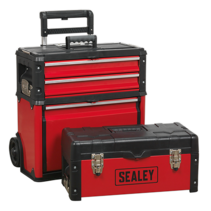 Mobile Steel/Composite Toolbox with 3 Compartments