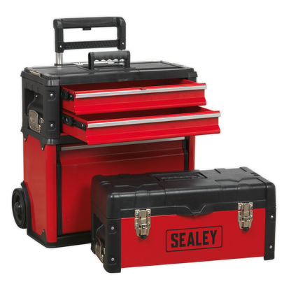 Mobile Steel/Composite Toolbox with 3 Compartments
