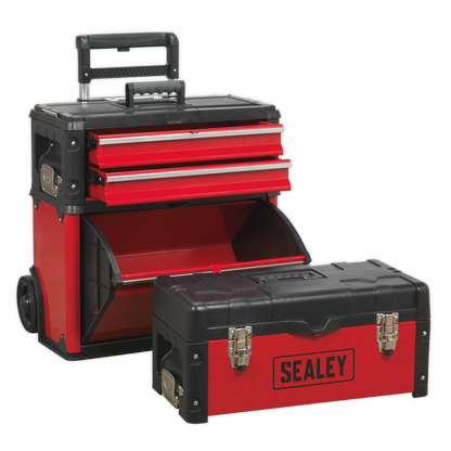 Mobile Steel/Composite Toolbox with 3 Compartments