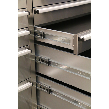 Premier™ Mobile Stainless Steel Tool Cabinet 10 Drawer with Backboard & 2 Wall Cupboards