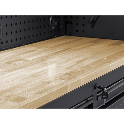 Superline PRO® Black Edition Mobile Trolley with Wooden Worktop 15 Drawer 1549mm