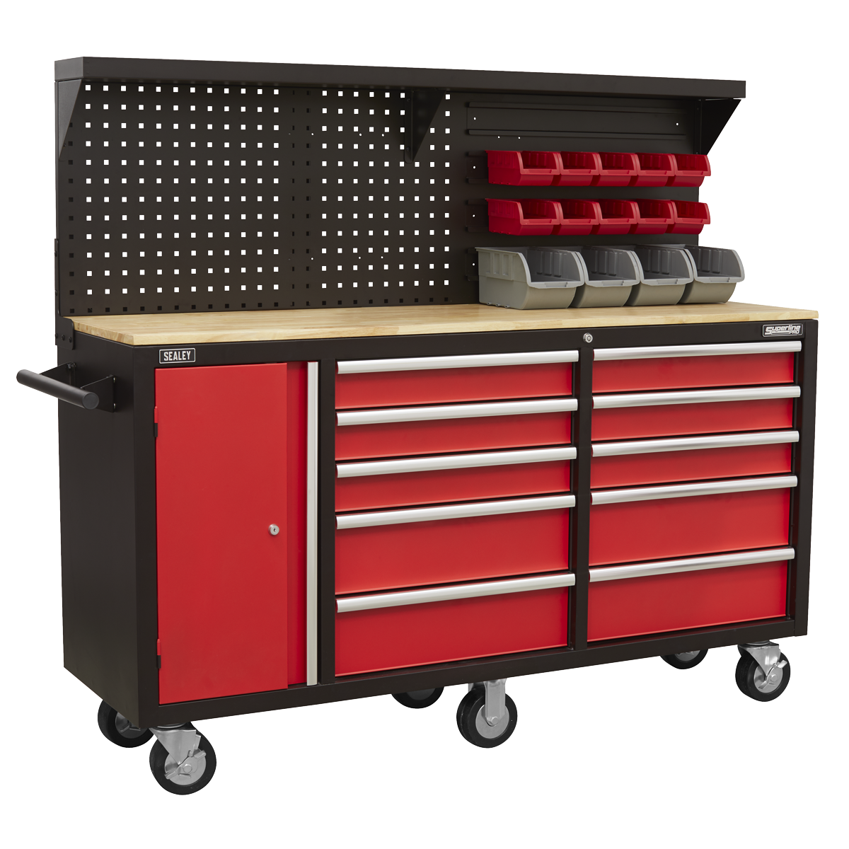 Superline PRO® Mobile Workstation with Backboard 10 Drawer