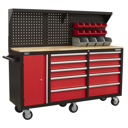 Superline PRO® Mobile Workstation with Backboard 10 Drawer