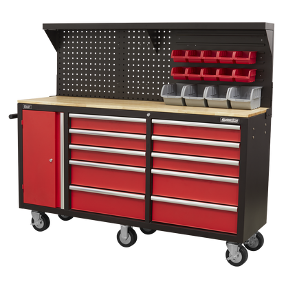 Superline PRO® Mobile Workstation with Backboard 10 Drawer