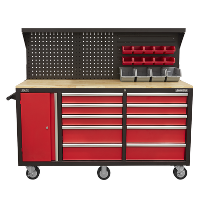 Superline PRO® Mobile Workstation with Backboard 10 Drawer