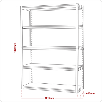 Racking Unit with 5 Shelves 600kg Capacity Per Level