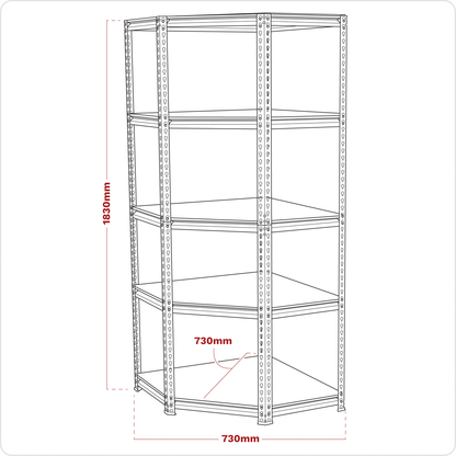 5-Level Corner Racking Unit 150kg Capacity Per Level