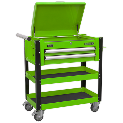 Superline PRO® Heavy-Duty Mobile Tool & Parts Trolley with Lockable Top & 2 Drawers