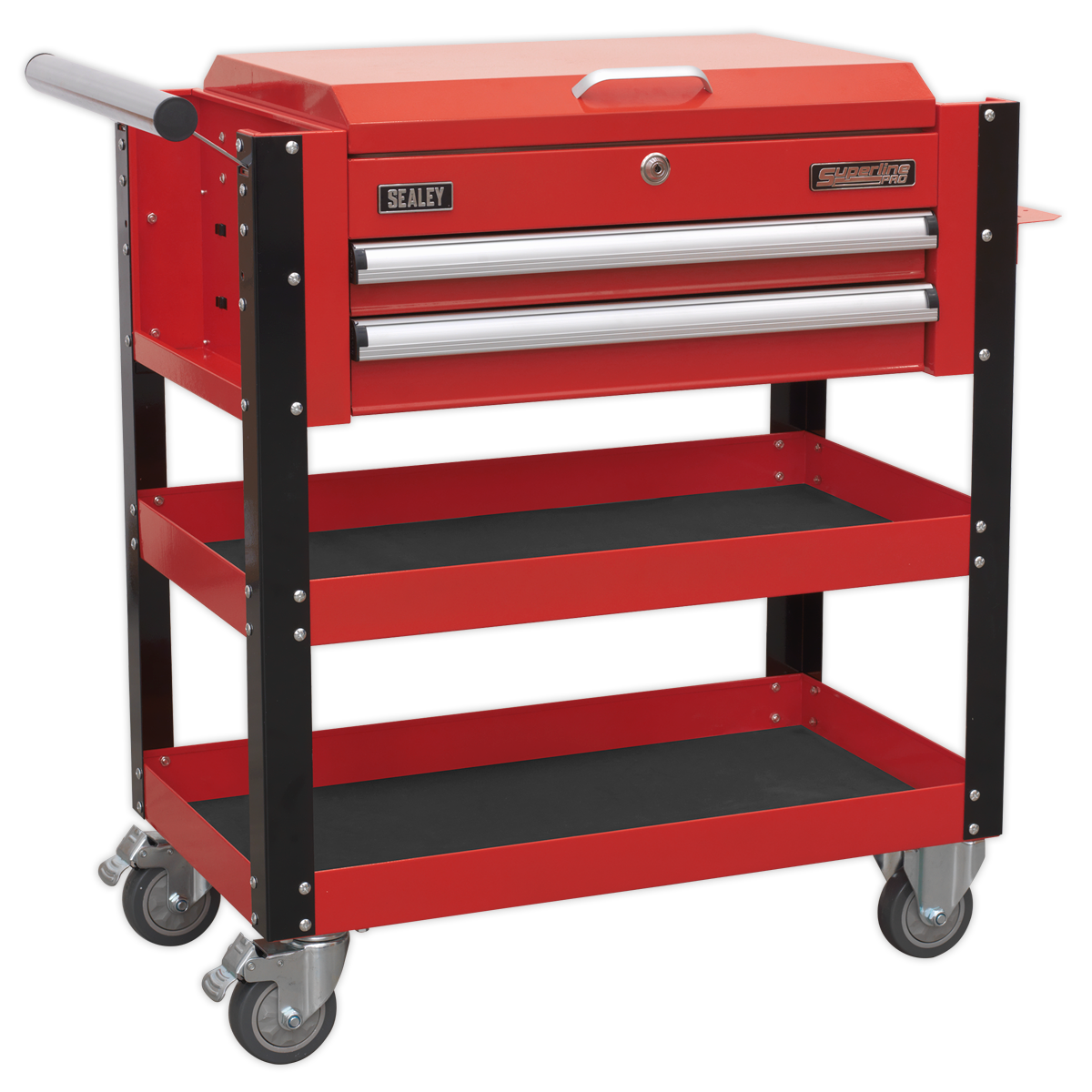 Superline PRO® Heavy-Duty Mobile Tool & Parts Trolley with Lockable Top & 2 Drawers