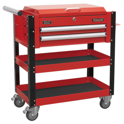 Superline PRO® Heavy-Duty Mobile Tool & Parts Trolley with Lockable Top & 2 Drawers