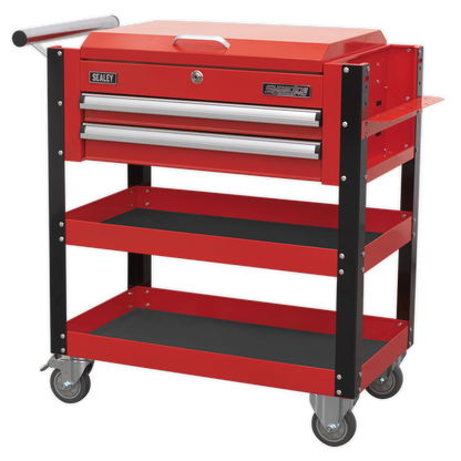 Superline PRO® Heavy-Duty Mobile Tool & Parts Trolley with Lockable Top & 2 Drawers