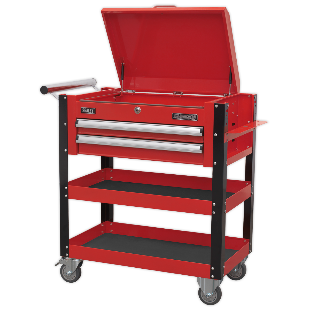 Superline PRO® Heavy-Duty Mobile Tool & Parts Trolley with Lockable Top & 2 Drawers