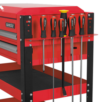 Superline PRO® Heavy-Duty Mobile Tool & Parts Trolley with Lockable Top & 2 Drawers
