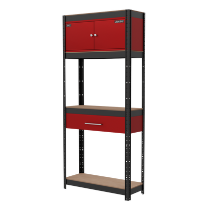 Shelving Unit 4-Tier with Cupboard & Drawer