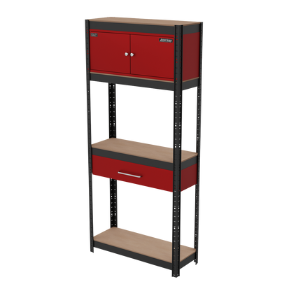 Shelving Unit 4-Tier with Cupboard & Drawer