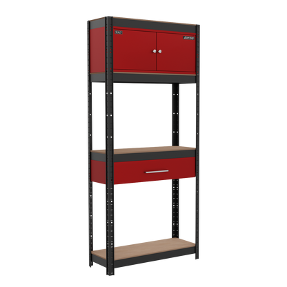 Shelving Unit 4-Tier with Cupboard & Drawer