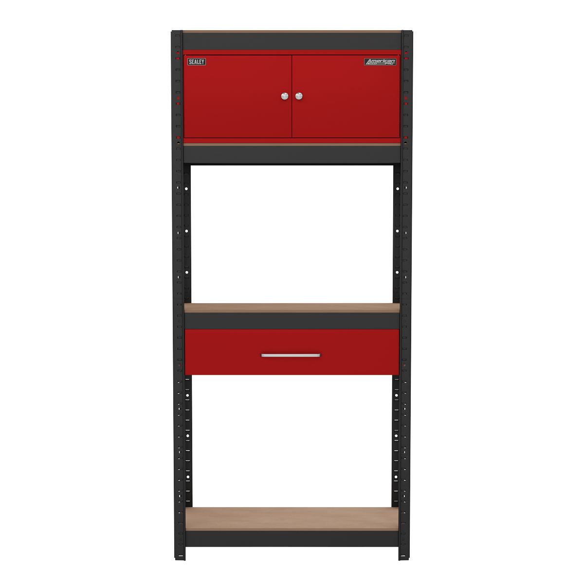 Shelving Unit 4-Tier with Cupboard & Drawer