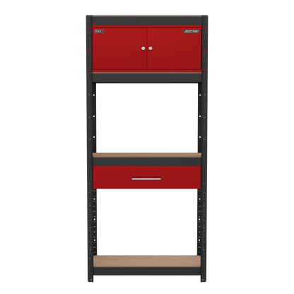 Shelving Unit 4-Tier with Cupboard & Drawer