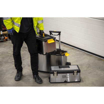 Mobile Stainless Steel/Composite Toolbox with 3 Compartments