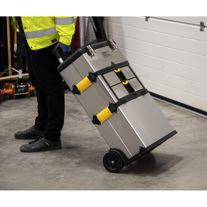 Mobile Stainless Steel/Composite Toolbox with 3 Compartments