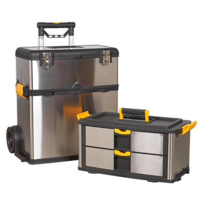 Mobile Stainless Steel/Composite Toolbox with 3 Compartments