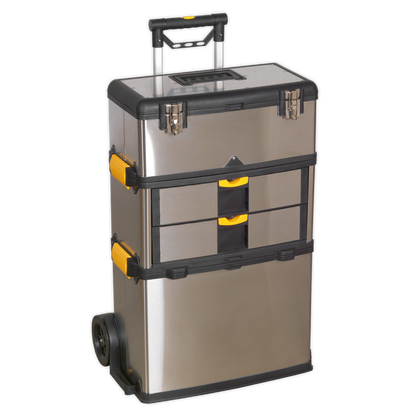 Mobile Stainless Steel/Composite Toolbox with 3 Compartments