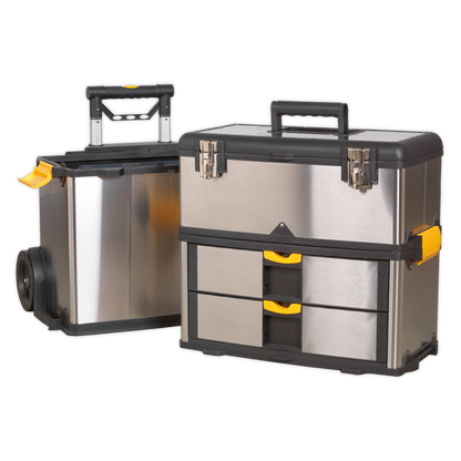Mobile Stainless Steel/Composite Toolbox with 3 Compartments