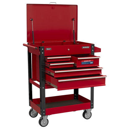 Superline PRO® Heavy-Duty Mobile Tool & Parts Trolley with 5 Drawers & Lockable Top