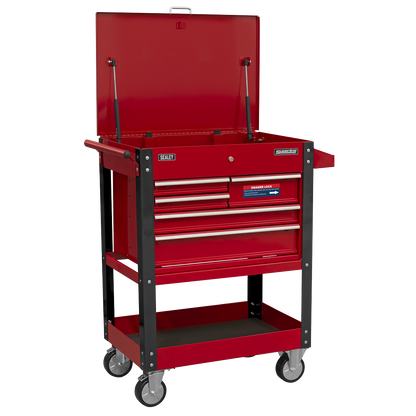 Superline PRO® Heavy-Duty Mobile Tool & Parts Trolley with 5 Drawers & Lockable Top